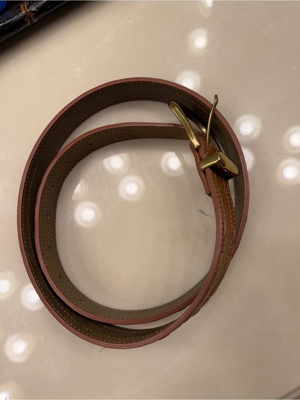 Evereve Double-Wrap Leather Belt in Dusty Rose with Brass Buckle